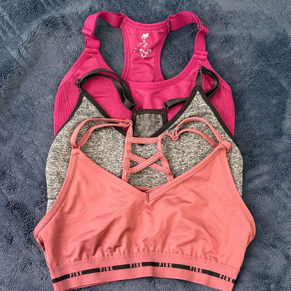 Women's Pink and Gray Sports Bras Set
